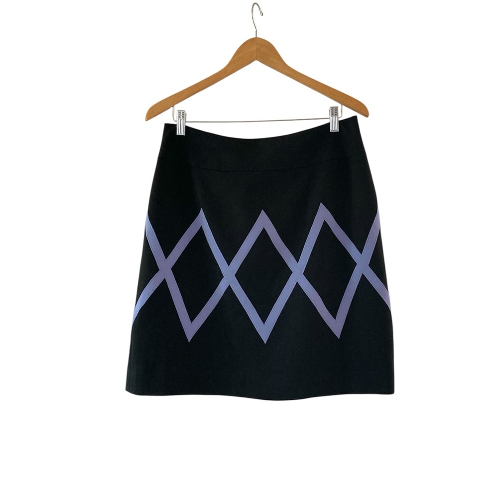 Carlisle 10 Black A-Line Knee-Length Skirt Geometric